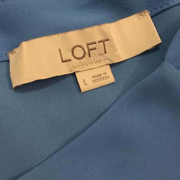 LOFT Perwinkle Blue Cut Out Flutter Sleeve Top - Picture 9 of 14